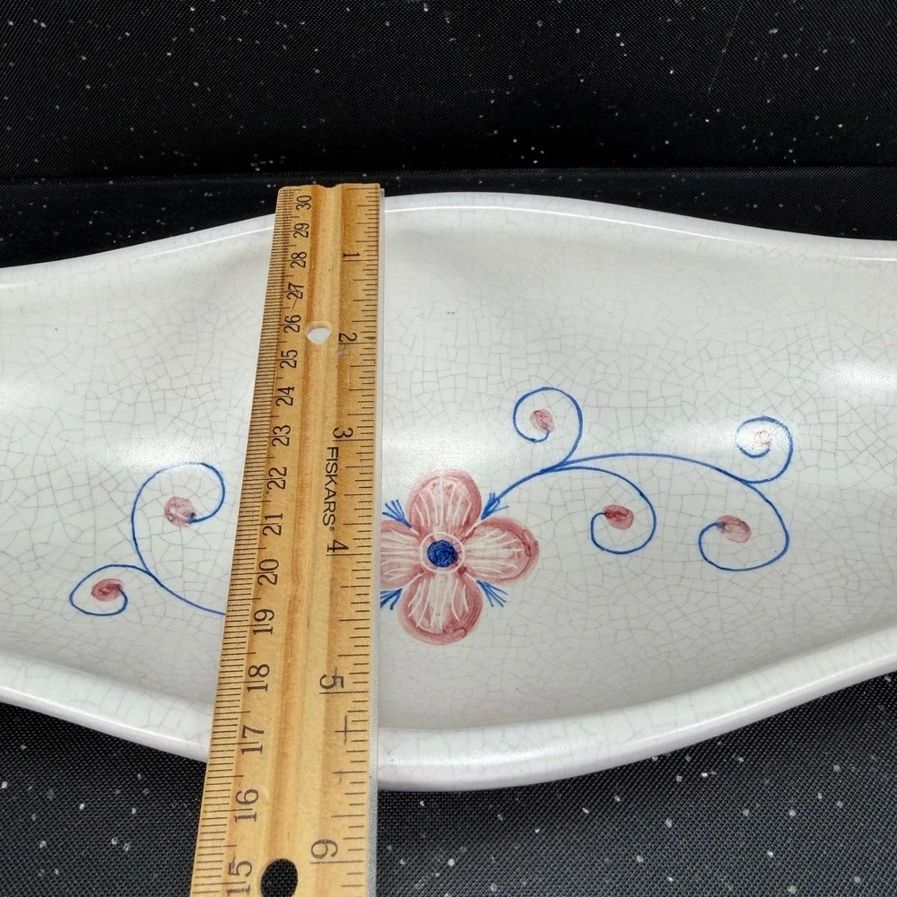Fradelfio Italian Ceramic Floral Centerpiece Bowl Hand Painted Pierced 14 inch